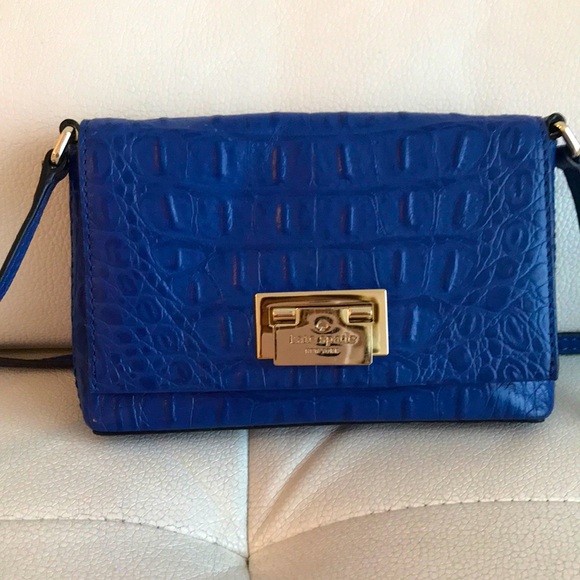 Kate Spade Royal Blue Croc Embossed Crossbody - EUC - Picture 2 of 10